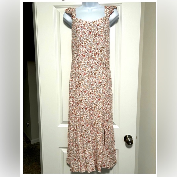 LOFT Dresses & Skirts - LOFT Floral Ruffle Strap Midi Dress Size 6